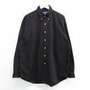 【中古】古着 ラルフローレン Ralph Lauren 長袖 ブランドシャツ メンズ 90年代 90s ワンポイントロゴ BLAKE 大きいサイズ 2L LL ビッグシルエット ゆったり ビッグサイズ オーバーサイズ コットン ボタンダウン 黒 ブラック XLサイズ 中古 トップス | 春夏 春物(4)