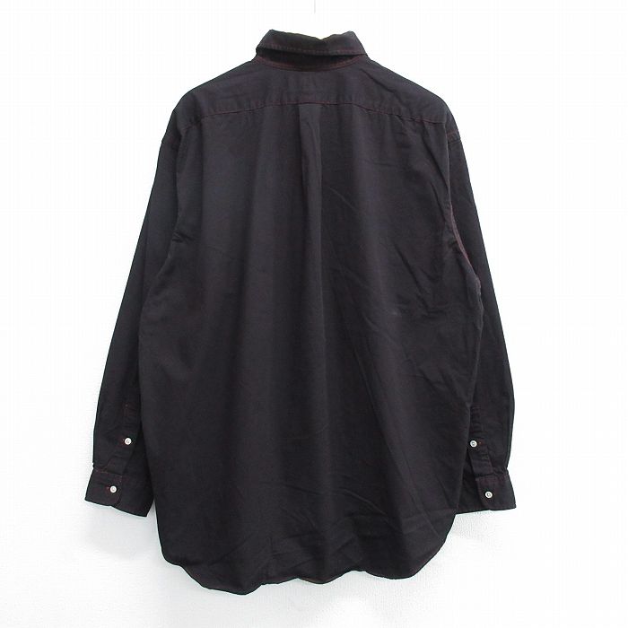 【中古】古着 ラルフローレン 90s 長袖シャツ メンズ 黒 Ralph Lauren 2Lサイズ コ...