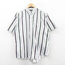 【中古】古着 ラルフローレン Ralph Lauren チャップス 半袖 ブランドシャツ メンズ 90年代 90s コットン ボタンダウン 白他 ホワイト ストライプ 【spe】 XLサイズ 中古 トップス | 春夏 春物 春服 夏物 夏服 カジュアルシャツ メンズファッション 半袖シャツ お(4)