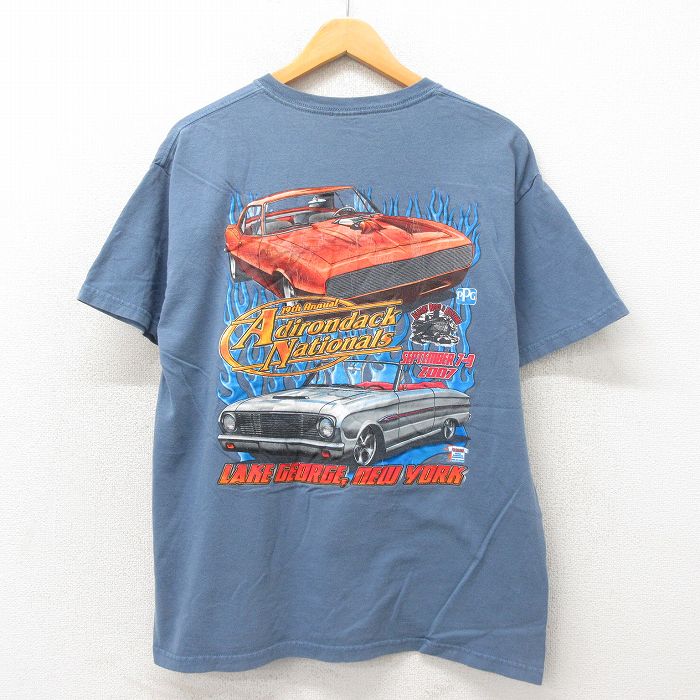 【中古】古着 半袖 ビンテージ ヴィンテージTシャツ メンズ 00年代 00s 車 コットン クルーネック 丸首 薄紺 ネイビー Lサイズ 中古 | 春夏 夏物 夏服 メンズファッション カットソー ティーシャツ ティシャツ メンズTシャツ 半袖Tシャツ 半袖ティーシャツ カジュ 5OF