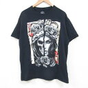 【中古】古着 半袖Tシャツ メンズ スカル コットン クルーネック 丸首 黒 ブラック Mサイズ 中古 | 春夏 夏物 夏服 メンズファッション カットソー ティーシャツ ティシャツ メンズTシャツ 半袖Tシャツ 半袖ティーシャツ カジュアルTシャツ おしゃれ カジュアル