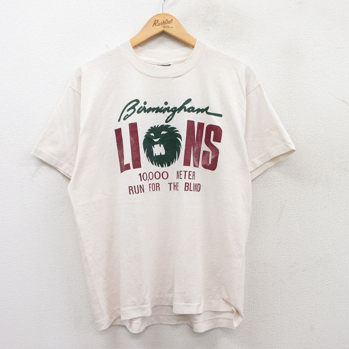 【中古】古着 半袖 ビンテージ ヴィンテージTシャツ メンズ 90年代 90s バーミンガムライオンズ 企業広告 クルーネック 丸首 白 ホワイト Lサイズ 中古 | 春夏 夏物 夏服 ヴィンテージTシャツ メンズファッション カットソー ティーシャツ ティシャツ メンズTシャ 5OF
