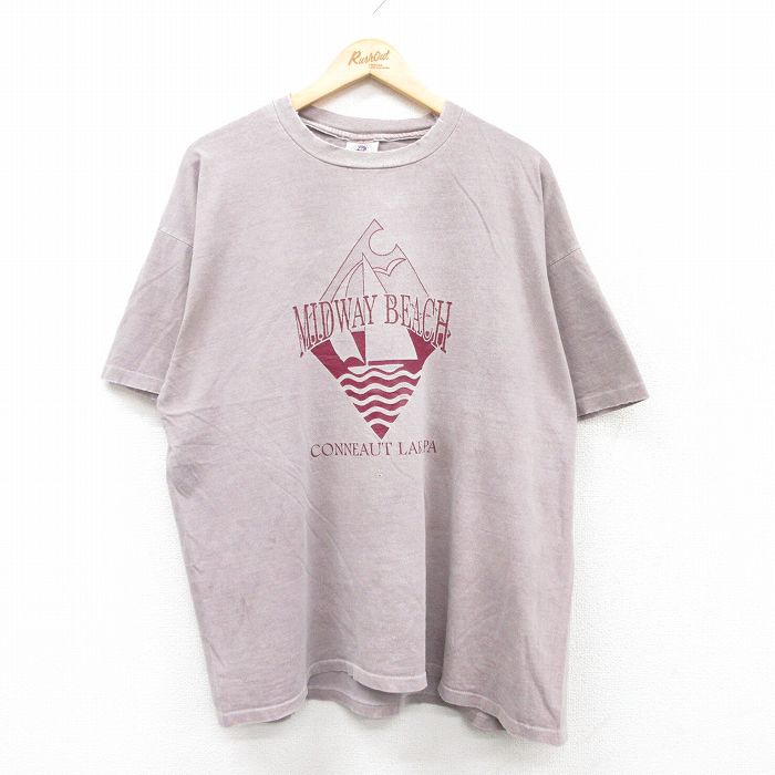 【中古】古着 90s ヴィンテージTシャツ メンズ ミッドウェイビーチ 紫 2Lサイズ コットン USA製 クルーネック ビッグシルエット 大きいサイズ アメカジ ストリート カジュアル rushout-10708789 古着屋RushOut パッケージ画像