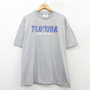 【中古】古着 半袖 ビンテージ ヴィンテージTシャツ メンズ 00年代 00s フロリダゲーターズ コットン クルーネック 丸首 グレー 霜降り XLサイズ 中古 | 春夏 夏物 夏服 ヴィンテージTシャツ メンズファッション カットソー ティーシャツ ティシャツ メンズTシャ