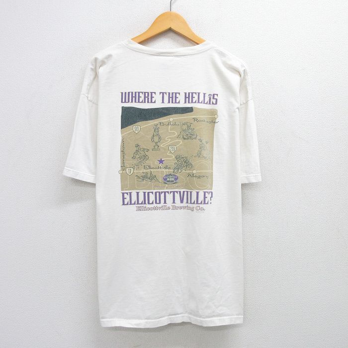 【中古】古着 半袖 ビンテージ ヴィンテージTシャツ メンズ 90年代 90s エリコットビル 地図 大きいサイズ 2L LL ビッグシルエット ゆ..