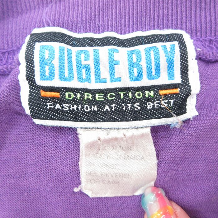 【中古】古着 ビューグルボーイ 半袖 ビンテージ ヴィンテージTシャツ メンズ 90年代 90s ワンポイントロゴ 胸ポケット付き ボロ コットン クルーネック 丸首 紫他 パープル ボーダー 【spe】 Lサイズ 中古 | 春夏 夏物 夏服 ヴィンテージTシャツ メンズファッシ 5OF