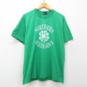 【中古】古着 スクリーンスターズ 半袖 ビンテージ ヴィンテージTシャツ メンズ 80年代 80s クローバー ALL EGANY クルーネック 丸首 USA製 アメリカ製 緑 グリーン XLサイズ 中古 | 春夏 夏物 夏服 ヴィンテージTシャツ メンズファッション カットソー ティーシ 2OF