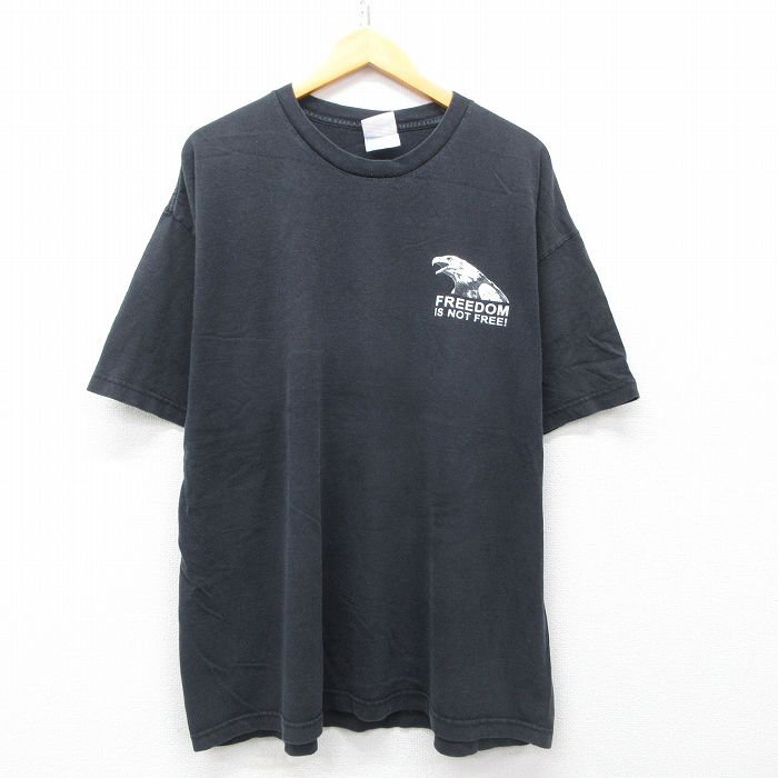 【中古】古着 半袖 ビンテージ ヴィンテージTシャツ メンズ 00年代 00s POW MIA 大きいサイズ 2L LL ビッグシルエット ゆったり ビッグサイズ オーバーサイズ コットン クルーネック 丸首 USA製 アメリカ製 黒 ブラック XLサイズ 中古 | 春夏 夏物 夏服 ヴィンテ