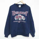 【中古】古着 ジャージーズ 長袖スウェット メンズ 00年代 00s HERSHEY 大きいサイズ 2L LL ビッグシルエット ゆったり ビッグサイズ オーバーサイズ クルーネック 丸首 紺 ネイビー XLサイズ 中古 スエット トレーナー トップス | 春夏 春物 春服 秋冬 秋物 秋服 2OF