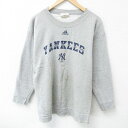 【中古】古着 アディダス adidas 長袖スウェット メンズ 00年代 00s MLB ニューヨークヤンキース クルーネック 丸首 グレー 霜降り メジャーリーグ ベースボール 野球 Mサイズ 中古 スエット トレーナー トップス | 春夏 春物 春服 秋冬 秋物 秋服 メンズファッシ 2OF
