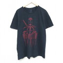 【中古】古着 半袖Tシャツ メンズ マーベル デッドプール コットン クルーネック 丸首 黒 ブラック XLサイズ 中古 | 春夏 夏物 夏服 メンズファッション カットソー ティーシャツ ティシャツ メンズTシャツ 半袖Tシャツ 半袖ティーシャツ カジュアルTシャツ おし