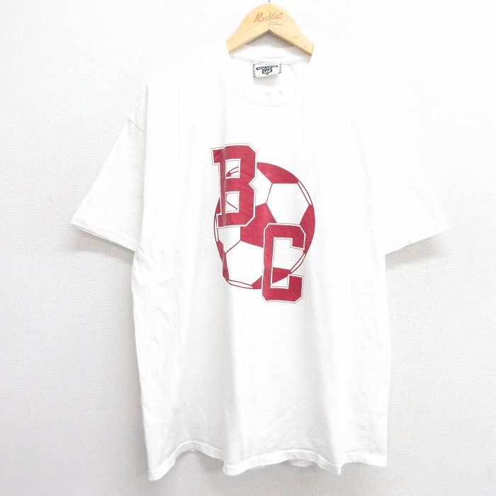 乐天商城 - 【中古】古着 リー Lee 半袖 ビンテージ ヴィンテージTシャツ メンズ 90年代 90s BC サッカー 大きいサイズ 2L LL ビッグシルエット ゆったり ビッグサイズ オーバーサイズ コットン クルーネック 丸首 USA製 アメリカ製 白 ホワイト XLサイズ 中古 | 春夏 夏物