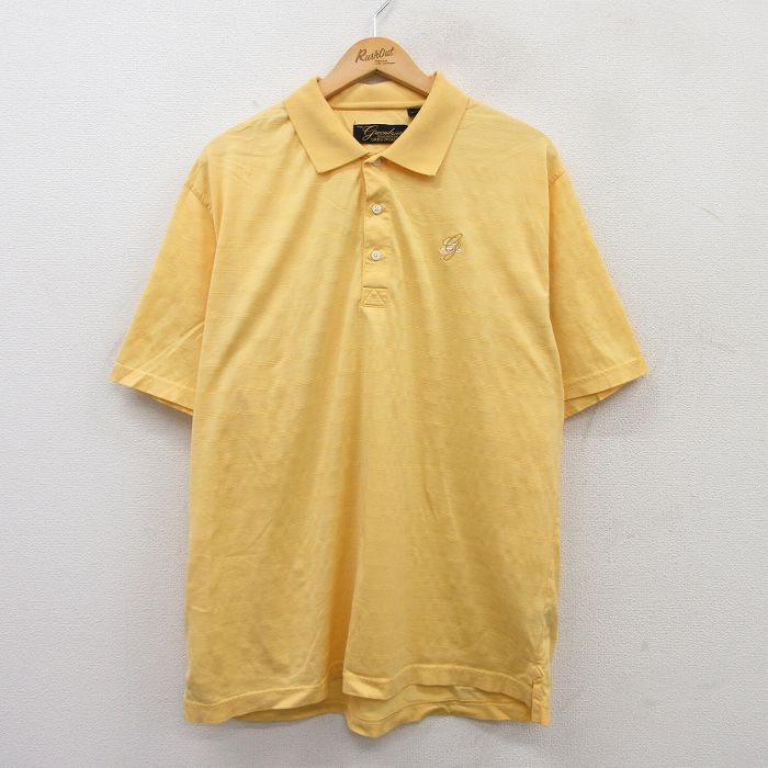 【中古】古着 半袖 ポロシャツ メンズ コットン 黄 イエロー XLサイズ 中古 トップス | 春夏 春物 春服 夏物 夏服 カジュアルシャツ メ..