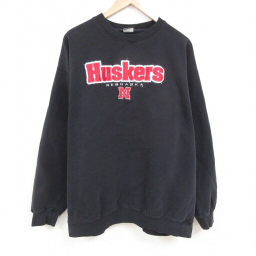 【中古】古着 長袖スウェット メンズ ネブラスカハスカーズ 大きいサイズ 2L LL ビッグシルエット ゆったり ビッグサイズ オーバーサイズ クルーネック 丸首 黒 ブラック XLサイズ 中古 スエット トレーナー トップス | 春夏 春物 春服 秋冬 秋物 秋服 メンズファ 【中古】古着 長袖スウェット メンズ ネブラスカハスカーズ 大きいサイズ 2L LL ビッグシルエット ゆったり ビッグサイズ オーバーサイズ クルーネック 丸首 黒 ブラック XLサイズ 中古 スエット トレーナー トップス | 春夏 春物 春服 秋冬 秋物 秋服 メンズファ