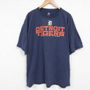 【中古】古着 半袖Tシャツ メンズ MLB デトロイトタイガース 大きいサイズ 2L LL ビッグシルエット ゆったり ビッグサイズ オーバーサイズ コットン ...