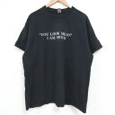 【中古】古着 半袖Tシャツ メンズ YOU LOCK MEAN コットン クルーネック 丸首 黒 ブラック Lサイズ 中古 | 春夏 夏物 夏服 メンズファッション カットソー ティーシャツ ティシャツ メンズTシャツ 半袖Tシャツ 半袖ティーシャツ カジュアルTシャツ おしゃれ カジ(4)