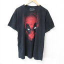 【中古】古着 半袖Tシャツ メンズ マーベル デッドプール コットン クルーネック 丸首 黒 ブラック XLサイズ 中古 | 春夏 夏物 夏服 メンズファッション カットソー ティーシャツ ティシャツ メンズTシャツ 半袖Tシャツ 半袖ティーシャツ カジュアルTシャツ おし