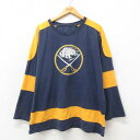 【中古】古着 長袖Tシャツ メンズ NHL バッファローセイバーズ 大きいサイズ 2L LL ビッグシルエット ゆったり ビッグサイズ オーバーサイズ コットン クルーネック 丸首 紺 ネイビー アイスホッケー XLサイズ 中古 | 春夏 春物 春服 秋冬 秋物 秋服 メンズファッ