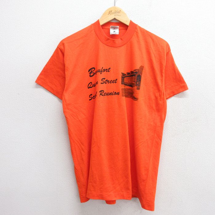 【中古】古着 フルーツオブザルーム 半袖 ビンテージ ヴィンテージTシャツ メンズ 90年代 90s Queen Street クルーネック 丸首 USA製 アメリカ製 オレンジ Lサイズ 中古 | 春夏 夏物 夏服 ヴィンテージTシャツ メンズファッション カットソー ティーシャツ ティシ
