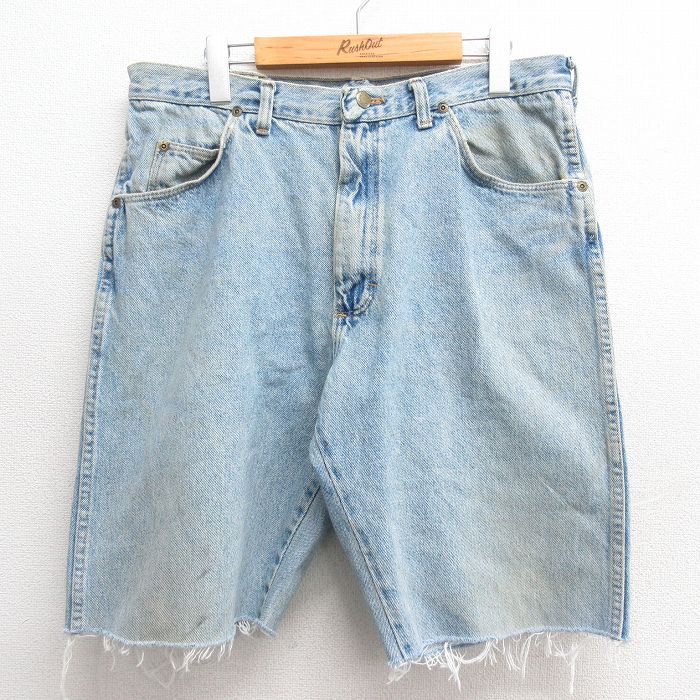 Cotton Pants - 【中古】古着 ラングラー 90s ショートパンツ メンズ ネイビー Wrangler W35 コットン USA製 デニム ハーフパンツ アメカジ ストリート カジュアル きれいめ ヴィンテージ