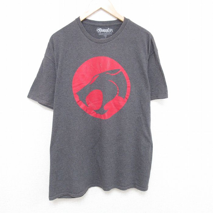 【中古】古着 半袖Tシャツ メンズ アニメ サンダーキャッツ 大きいサイズ 2L LL ビッグシルエット ゆったり ビッグサイズ オーバーサイズ クルーネック 丸首 グレー 霜降り XLサイズ 中古 | 春夏 夏物 夏服 メンズファッション カットソー ティーシャツ ティシャ 5OF