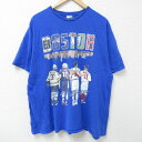 【中古】古着 半袖Tシャツ メンズ ボストン スポーツ選手 大きいサイズ 2L LL ビッグシルエット ゆったり ビッグサイズ オーバーサイズ コットン クルーネック 丸首 青 ブルー XLサイズ 中古 | 春夏 夏物 夏服 メンズファッション カットソー ティーシャツ ティシ