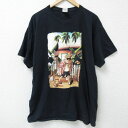 【中古】古着 フルーツオブザルーム 半袖Tシャツ メンズ 男性 コットン クルーネック 丸首 黒 ブラック XLサイズ 中古 | 春夏 夏物 夏服 メンズファッション カットソー ティーシャツ ティシャツ メンズTシャツ 半袖Tシャツ 半袖ティーシャツ カジュアルTシャツ