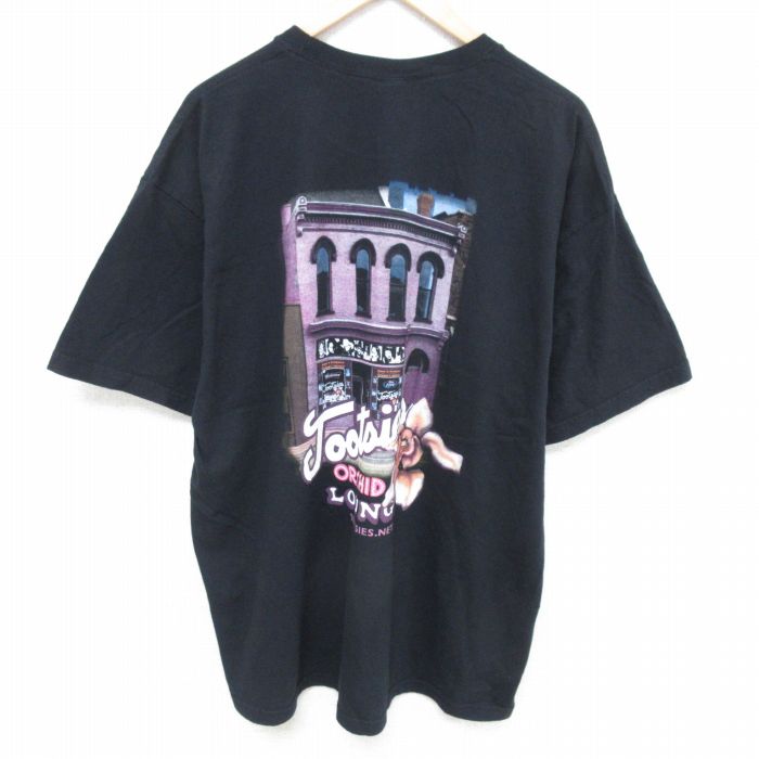 【中古】古着 半袖Tシャツ メンズ Jootsies 花 大きいサイズ 2L LL ビッグシルエット ゆったり ビッグサイズ オーバーサイズ コットン クルーネック 丸首 黒 ブラック XLサイズ 中古 | 春夏 夏物 夏服 メンズファッション カットソー ティーシャツ ティシャツ メ