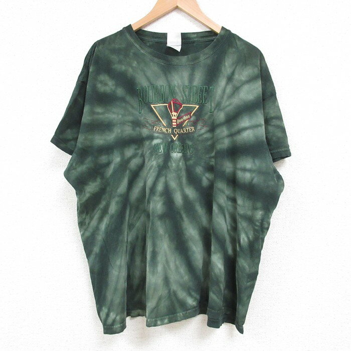 【中古】古着 半袖 ビンテージ ヴィンテージTシャツ メンズ 00年代 00s バーボンストリート 刺繍 大き..