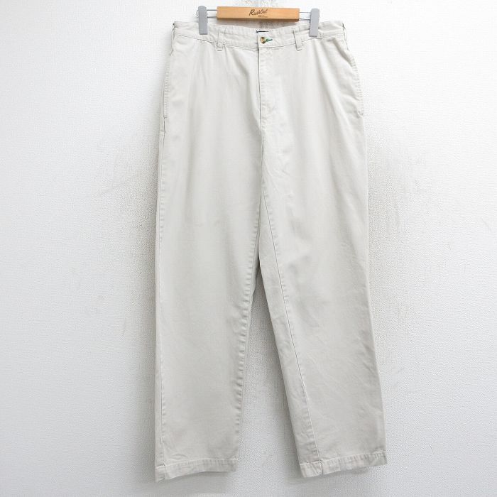 【中古】古着 トミーヒルフィガー TOMMY HILFIGER ブランドパンツ メンズ 90年代 90s ワンポイントロゴ コットン 薄ベージュ カーキ W34 中古 ボトムス ロング | 春夏 春物 春服 秋冬 秋物 秋服 長ズボン カジュアル メンズファッション ファッション おしゃれ