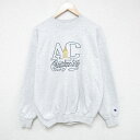 【中古】古着 チャンピオン champion 長袖スウェット メンズ 90年代 90s オーガスタナ カレッジ 刺繍 クルーネック 丸首 グレー 霜降り Lサイ...