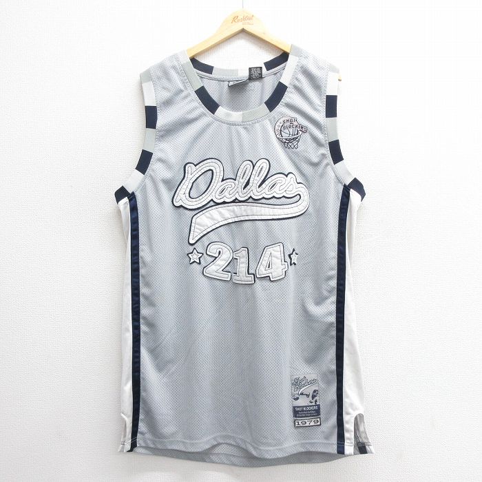 【中古】古着 タンクトップ メンズ ダラス 大きいサイズ 2L LL ビッグシルエット ゆったり ビッグサイズ オーバーサイズ ロング丈 メッシュ地 グレー ユニフォーム ゲームシャツ XLサイズ 中古 春夏 夏物 夏服 メンズファッション カジュアル おしゃれ 5OF