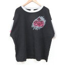 【中古】古着 半袖 ビンテージ ヴィンテージTシャツ メンズ 90年代 90s 筋肉 大きいサイズ 2L LL ビッグシルエット ゆったり ビッグサイズ オーバーサイズ クルーネック 丸首 USA製 アメリカ製 黒他 ブラック XLサイズ 中古 | 春夏 夏物 夏服 ヴィンテージTシャツ