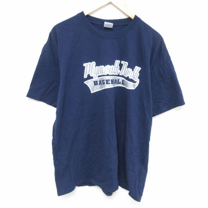 Rakuten - 【中古】古着 00s ベースボール Tシャツ メンズ XLサイズ 紺 ネイビー クルーネック コットン 半袖 アメカジ ストリート カジュアル きれいめ ヴィンテージ 25may27 5OF