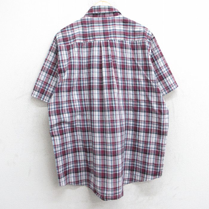 【中古】古着 半袖シャツ メンズ 90年代 90s 大きいサイズ 2L LL ビッグシルエット ゆったり ビッグサイズ オーバーサイズ ボタンダウン 紫系他 パープル チェック XLサイズ 中古 トップス | 春夏 春物 春服 夏物 夏服 カジュアルシャツ メンズファッション 半袖 5OF