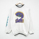 【中古】古着 長袖スウェット メンズ 00年代 00s 鳥 クルーネック 丸首 薄グレー 霜降り Sサイズ 小さいサイズ 中古 スエット トレーナー トップス ...