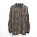 【中古】古着 長袖 ポロシャツ メンズ ロング丈 茶系他 ブラウン ストライプ Lサイズ 中古 トップス | 春夏 春物 春服 秋冬 秋物 秋服 カジュアルシャツ メンズファッション 長袖シャツ おしゃれ カジュアル(4)
