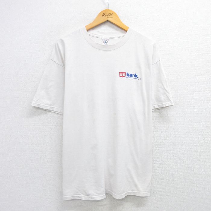 乐天商城 - 【中古】古着 半袖 ビンテージ ヴィンテージTシャツ メンズ 90年代 90s usバンク 大きいサイズ 2L LL ビッグシルエット ゆったり ビッグサイズ オーバーサイズ コットン クルーネック 丸首 白 ホワイト XLサイズ 中古 | 春夏 夏物 夏服 ヴィンテージTシャツ メン