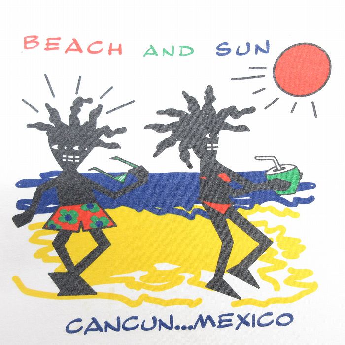 【中古】古着 半袖 ビンテージ ヴィンテージTシャツ メンズ 90年代 90s ビーチ メキシコ 大きいサイズ 2L LL ビッグシルエット ゆったり ビッグサイズ オーバーサイズ コットン クルーネック 丸首 白 ホワイト XLサイズ 中古 | 春夏 夏物 夏服 ヴィンテージTシャ