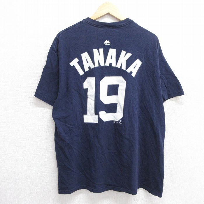 【中古】古着 マジェスティック 半袖 ビンテージ ヴィンテージTシャツ メンズ 00年代 00s MLB ニューヨークヤンキース 田中将大 19 コットン クルーネック 丸首 紺 ネイビー メジャーリーグ ベースボール 野球 【spe】 XLサイズ 中古 | 春夏 夏物 夏服 ヴィンテー 2OF