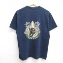 【中古】古着 半袖 ビンテージ ヴィンテージTシャツ メンズ 00年代 00s トカゲ サーフボード コットン クルーネック 丸首 紺 ネイビー Mサイズ 中古 | 春夏 夏物 夏服 ヴィンテージTシャツ メンズファッション カットソー ティーシャツ ティシャツ メンズTシャツ