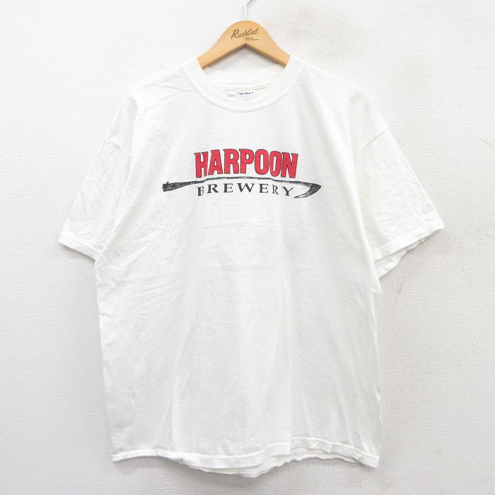 樂天商城 - 【中古】古着 半袖 ビンテージ ヴィンテージTシャツ メンズ 00年代 00s ハープーン BREWeRY コットン クルーネック 丸首 白 ホワイト XLサイズ 中古 | 春夏 夏物 夏服 ヴィンテージTシャツ メンズファッション カットソー ティーシャツ ティシャツ メンズTシャツ