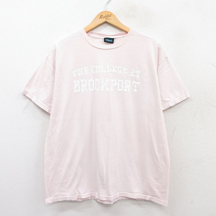【中古】古着 半袖 ビンテージ ヴィンテージTシャツ メンズ 00年代 00s ブロックポート カレッジ クルーネック 丸首 薄ピンク Lサイズ 中古 | 春夏 夏物 夏服 ヴィンテージTシャツ メンズファッション カットソー ティーシャツ ティシャツ メンズTシャツ 半袖Tシ