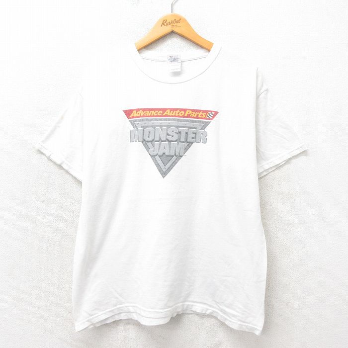 【中古】古着 半袖 ビンテージ ヴィンテージTシャツ メンズ 00年代 00s モンスタージャム コットン クルーネック 丸首 白 ホワイト Lサイズ 中古 | 春夏 夏物 夏服 メンズファッション カットソー ティーシャツ ティシャツ メンズTシャツ 半袖Tシャツ 半袖ティー 5OF