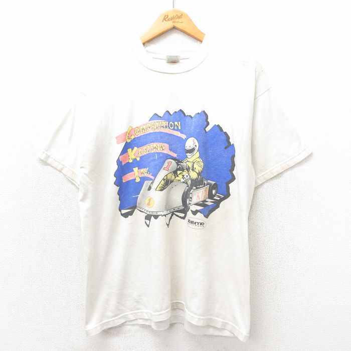 【中古】古着 フルーツオブザルーム 半袖 ビンテージ ヴィンテージTシャツ メンズ 00年代 00s CKI クルーネック 丸首 白 ホワイト Lサイズ 中古 | 春夏 夏物 夏服 メンズファッション カットソー ティーシャツ ティシャツ メンズTシャツ 半袖Tシャツ 半袖ティーシ 5OF