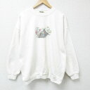 【中古】古着 長袖スウェット メンズ 00年代 00s 鳥 クルーネック 丸首 白 ホワイト XLサイズ 中古 スエット トレーナー トップス | 春夏 春物 春服 秋冬 秋物 秋服 メンズファッション カジュアル おしゃれ ファッション 2OF