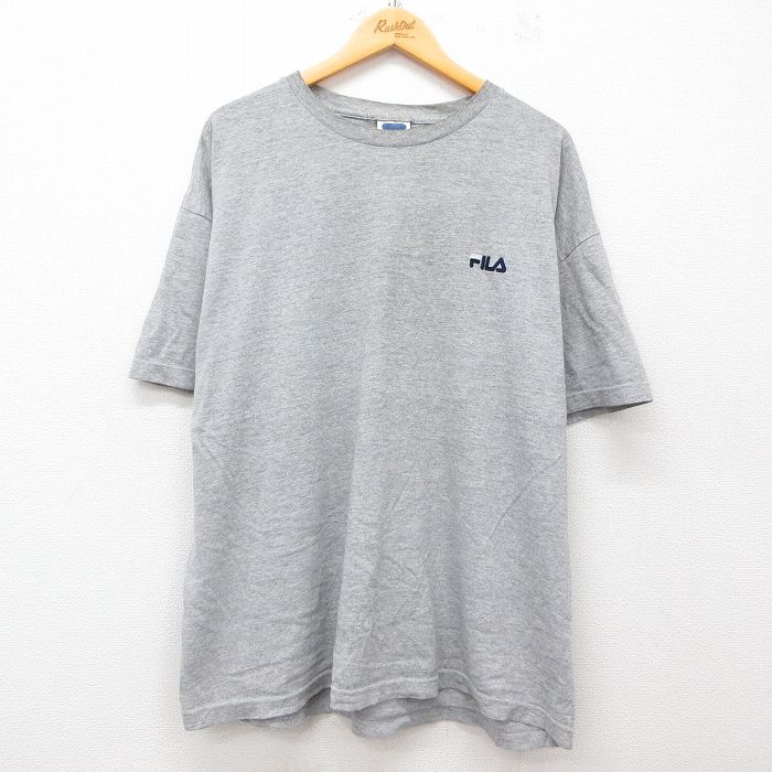 乐天商城 - 【中古】古着 フィラ 90s 半袖Tシャツ メンズ XLサイズ グレー 霜降り ワンポイントロゴ クルーネック アメカジ ストリート カジュアル きれいめ ヴィンテージ 25may31