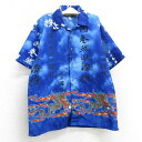 【中古】古着 半袖シャツ キッズ ボーイズ 子ども服 90年代 90s 龍 雷雨巻 開襟 オープンカラー 青他 ブルー | 春夏 春物 春服 秋冬 秋物 秋服 ...