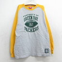 【中古】古着 長袖 ビンテージ ヴィンテージTシャツ キッズ ボーイズ 子ども服 00年代 00s NFL グリーンベイパッカーズ ラグラン ツートンカラー バイカラー コットン クルーネック 丸首 グレー他 アメフト スーパーボウル | 春夏 春物 春服 秋冬 秋物 秋服 女の