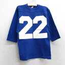【中古】古着 7分袖 ビンテージ ヴィンテージ フットボールTシャツ キッズ ボーイズ 子ども服 80年代 80s 22 JUDY クルーネック 丸首 USA製 アメリカ製 青 ブルー | 春夏 春物 春服 秋冬 秋物 秋服 女の子 子ども服 こども服 カジュアル ファッション おしゃれ か